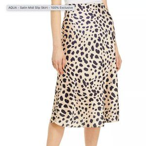 AQUA Satin Midi Slip Skirt - S